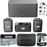 DJI Mic 2 (2 TX + 1 RX + Charging Case) All-in-one Wireless Microphone with Lexar 128GB microSDXC Memory Card, Deco Gear 7" Hard Case and 2 YR CPS Enhanced Protection Pack