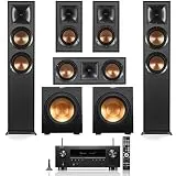 Klipsch Reference 5.2 Home Theater System with 2X R-625FA Floorstanding Speaker, 2X R-12SW Subwoofer, R-52C Center Channel, 2X R-41M Bookshelf Speaker and AVR-S970H 7.2-Channel Receiver, Black