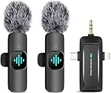 BZXZB Wireless Lavalier Microphone for iPhone - Android Phone/Pad/Camera/Laptop Audio Recording, Newest Professional 2 Pack Mini Lapel Mics for YouTube/Interview/Vlog/Livestream/Podcast