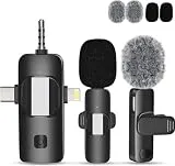 2 Pc Mini Microphone,Wireless Lavalier Lapel Microphone for iphone Android Camera Plug-Play，Professional Noise Reduction Recording Clip Mic for Creator Interview YouTube Interview TikTok Vlog (K15)