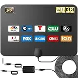 4K Amplified HD Digital TV Antenna Long 1000 Miles Range Smart TV Indoor Support 4K 1080p Fire TV Stick and All Older TVs Indoor 360° Signal Reception Switch Signal Booster with HDTV Coax Cable 16.5ft