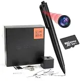 WatchfulVision 64GB Hidden Pen Camera, 4K HD Video Pen Camcorder, Small Nanny Cam Pocket Cam, Spy Camera Pen and Picture Taking for Business, Meeting, Learning, Security (Elegant Black)