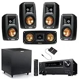 Klipsch Black Reference Theater Pack 5.1 Surround Sound System, Bundle with Onkyo TX-NR696 7.2-Channel Network A/V Receiver, 210W Per Channel (at 6 Ohms)