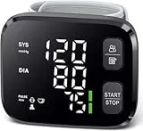 Blood Pressure Monitor LED Backlit Display Automatic Wrist Cuff Blood Pressure Monitors for Home Use 120x2 Reading Memory Bp Machine with Carrying Case, Black