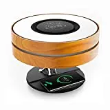 AMPULLA Masdio Horizon Bedside Lamp with 10W Wireless Charger and Bluetooth Speaker, Night Lamp Ambient Lamp with Digital Clock, Stepless Dimming and Sleep Mode for Nightstand