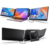 KYY Triple Portable Monitor for Laptop, 14'' FHD 1080P USB-C Laptop Screen Extender IPS Computer Display, Dual Monitor for Triple Screen, Portable Monitor for 12"-16" Laptop (Mac, Wins, Android)-Black