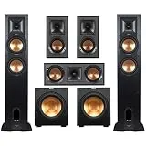 Klipsch Reference 5.2 Home Theater Pack with 2X R-26FA Floorstanding Speaker, 2X R-12SW Subwoofer, R-25C Center Channel Speaker and 2X R-41M Bookshelf Speaker, Black