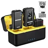 NEEWER CM28 Wireless Lavalier Microphone System with Charging Case, 1 Click Noise Canceling, 4GB Storage for 9Hrs of 48KHz 16 Bit Uncompressed Audio Lapel Mic Compatible with iPhone/Android/PC/Camera