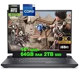 Dell G16 7630 16 Flagship Gaming Laptop 16" QHD+ 165Hz (100% DCI-P3, 3ms) Intel 24-Core i9-13900HX Processor 64GB RAM 2TB SSD GeForce RTX 4070 8GB Graphic RGB Backlit Thunderbolt4 Win11 Gray