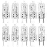 10 Pack-G8 20Watt 120V Halogen Light Bulbs T4 JCD Type 120V Bi-Pin Base Shorter 1-1/4" (1.25") Length 20W Lamp Soft White Under Cabinet Puck Lighting Replacement Dimmable Hood Range Q20/G8/CL/120V
