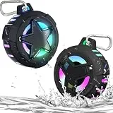 EBODA Bluetooth Shower Speaker, Portable Bluetooth Speakers, IP67 Waterproof Wireless Speaker with LED Light, Floating, 2000mAh, for Kayak, Beach, Gifts for Unisex -Black