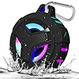 EBODA Bluetooth Shower Speaker, Portable Bluetooth Speakers, IP67 Waterproof Wireless Speaker with LED Light, Floating, 2000mAh, True Wireless Stereo for Kayak, Beach, Gifts for unisex -Black