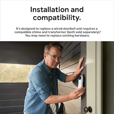Google Nest Doorbell (Wired, 2nd Gen) - Wired Video Doorbell Camera - Doorbell Security Camera - Snow Google Nest Doorbell (Wired, 2nd Gen) - Wired Video Doorbell Camera - Doorbell Security Camera - Snow