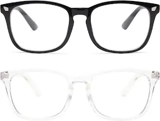 livho 2 Pack Blue Light Blocking Glasses, Computer Reading/Gaming/TV/Phones Glasses for Women Men,Anti Eyestrain & UV Glare (Light Black+Clear)