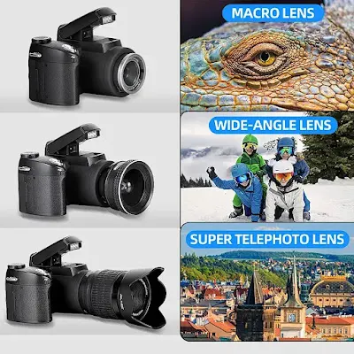 Monitech DSLR Cameras 33MP Digital Camera FHD 1080P Video Camera Auto-Focus Digital Cameras for Photography