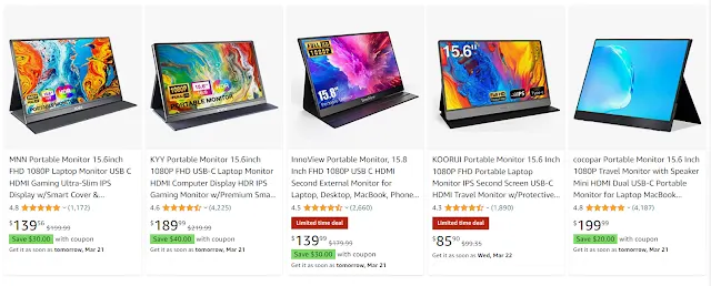 KOORUI Portable Monitor 15.6 Inch || FHD Portable Laptop Monitor IPS Second Screen