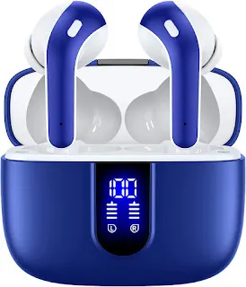 TAGRY Bluetooth Headphones True Wireless Earbuds 60H Playback LED Power Display Earphones with Wireless Charging Case IPX5 Waterproof in-Ear Earbuds with Mic for TV Smart Phone Computer Laptop Sports