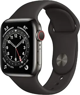 Apple Watch Series 6 (GPS + Cellular, 40mm) - Graphite Stainless Steel Case with Black Sport Band (Renewed)