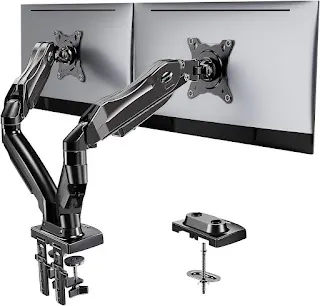 HUANUO Dual Monitor Stand - Adjustable Spring Monitor Desk Mount