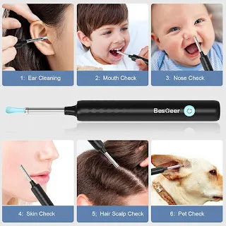 Ear Wax Removal Tool Camera with 6 Ear Spoon for iPhone & Android