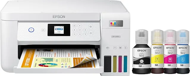 Epson EcoTank ET-2850 Wireless Color All-in-One Cartridge-Free Supertank Printer with Scan, Copy and Auto 2-Sided Printing - White