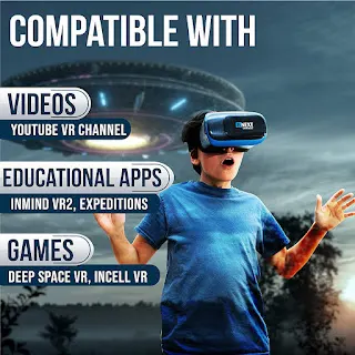 VR Headset Compatible with iPhone & Android Phone - Universal Virtual Reality Goggles - Soft & Comfortable New 3D VR Glasses (Blue)