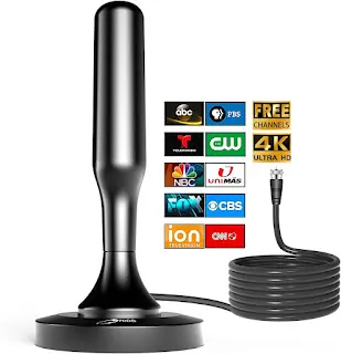 HIDB Indoor TV Antenna for Smart TV, Strong Magnetic Base, Long Range Reception, 4K