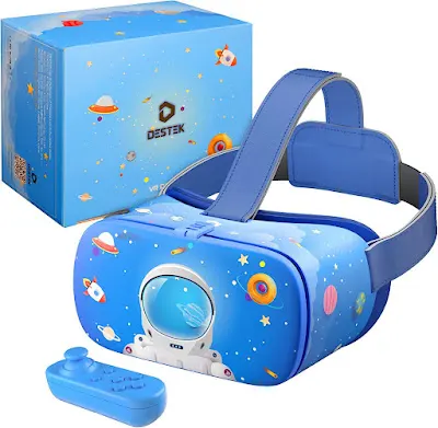 DESTEK VR Dream Headset for Kids, Gift Ideas for Explore The Unknown, 110° FOV Anti-Blue Light Eye Protected HD Virtual Reality Headset w/ Focal and Pupil Distance Adjustment