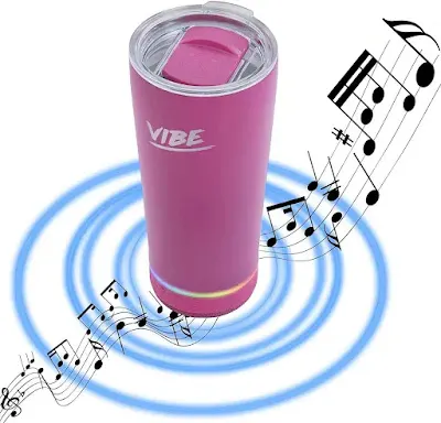 2022 Vibe Speaker Tumbler - 18oz Stainless Steel Tumbler W/Bluetooth Speaker | Upgraded 1000MaH Battery | Up to 8 Hours Playback Time | Upgraded IPX67 Water Resistant | Upgraded 3.7W Speaker
