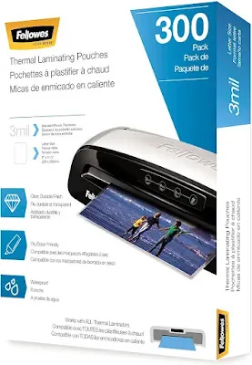 Fellowes Thermal Laminating Pouches, Letter Size Sheets, 3mil, 300 Pack, Clear (5247101)