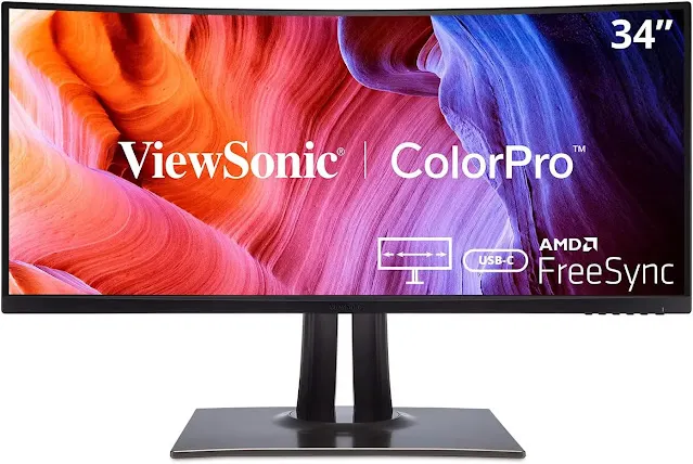 ViewSonic VP3481a 34-Inch WQHD+ Curved Ultrawide USB C Monitor