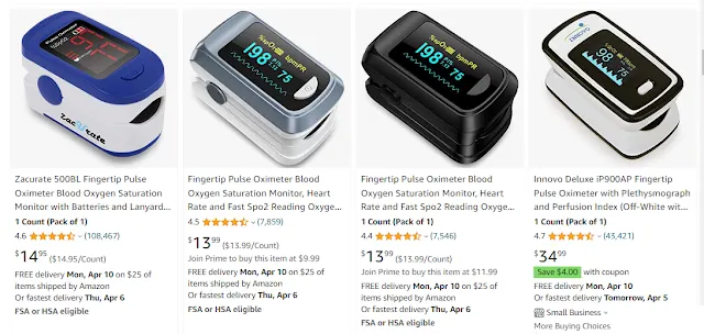 Zaurate Pro Series 500DL Fingertip Pulse Oximeter Blood Oxygen Saturation Monitor
