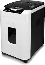 Amazon Basics 24 Sheet Cross Cut Paper CD and Credit Card Shredder Aurora Commercial Grade 200-Sheet Auto Feed Micro-Cut Shredder