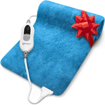 GENIANI Extra Large Electric Heating Pad for Back Pain and Cramps Relief - Auto Shut Off - Soft Heat Pad for Moist & Dry Therapy - Heat Patch (Aqua Blue)