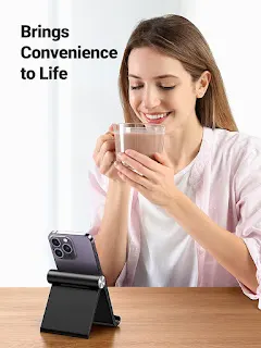 Compact, Adjustable Phone Stand for Desk - Fits 4-7.9 Inch Smartphones - Durable ABS Material