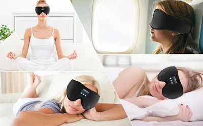 Sleep Headphones, Bluetooth 5.0 Wireless 3D Eye Mask, Lightimetunnel Washable Sleeping Headphones for Side Sleepers With Adjustable Ultra Thin Stereo Speakers Microphone Hands Free for Insomnia Travel