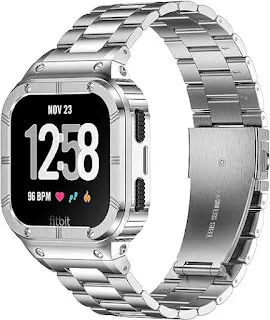 Metal Fitbit Versa Sense Watch Band with Case